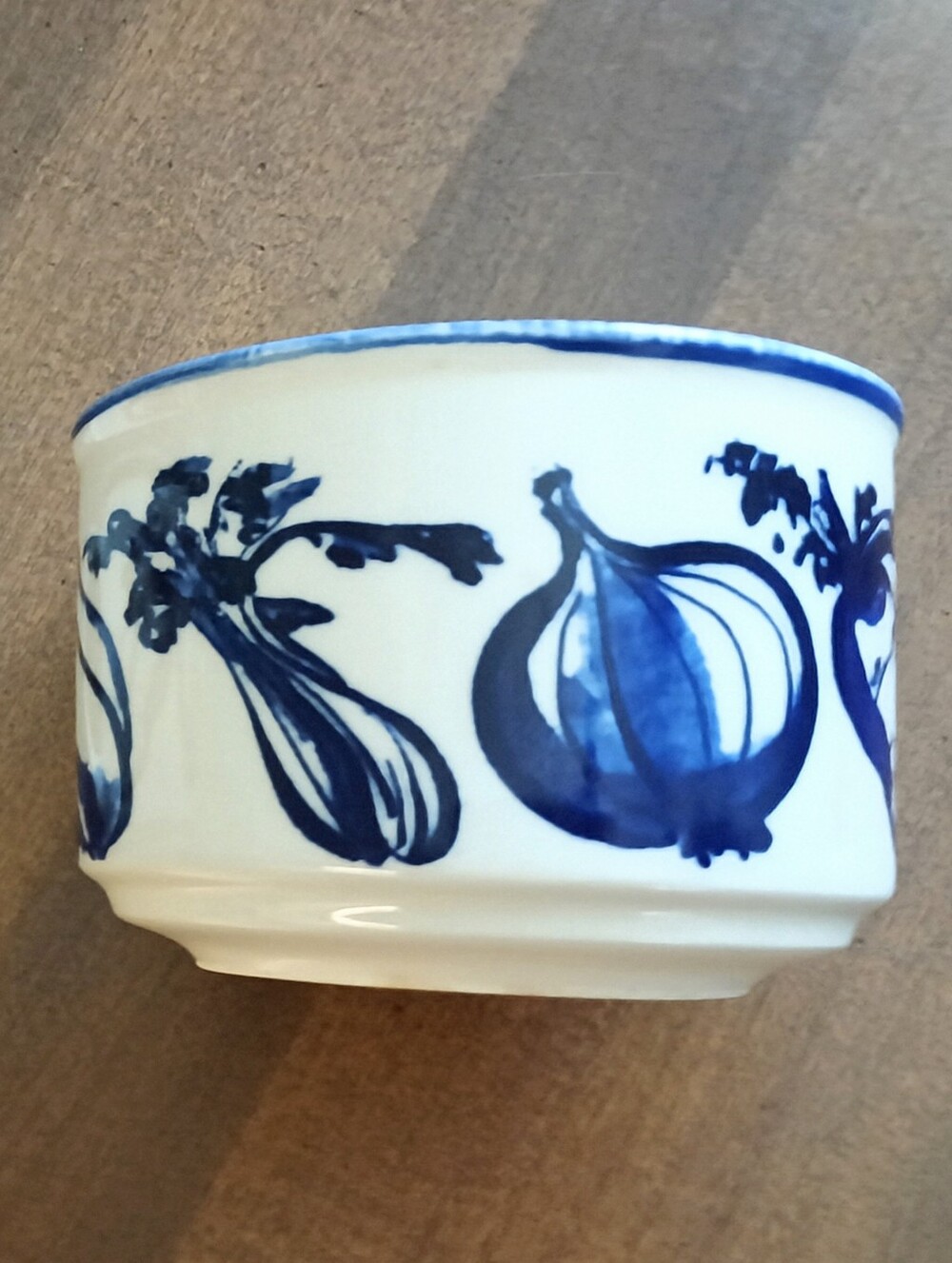 Vintage Cobalt Blue & Brown Vegetable Large Ceramic Soup Mugs - Picture 7 of 8